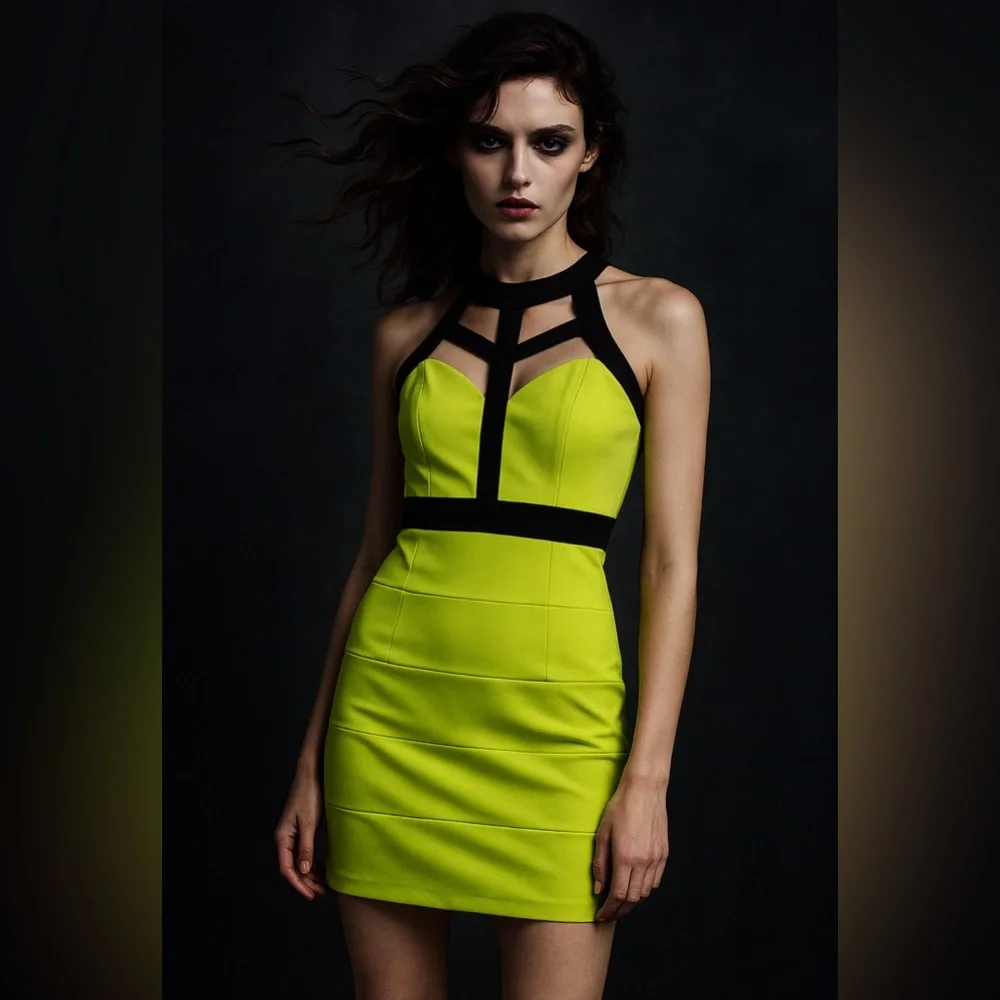 Y2K Caged Neck Bandage Dress